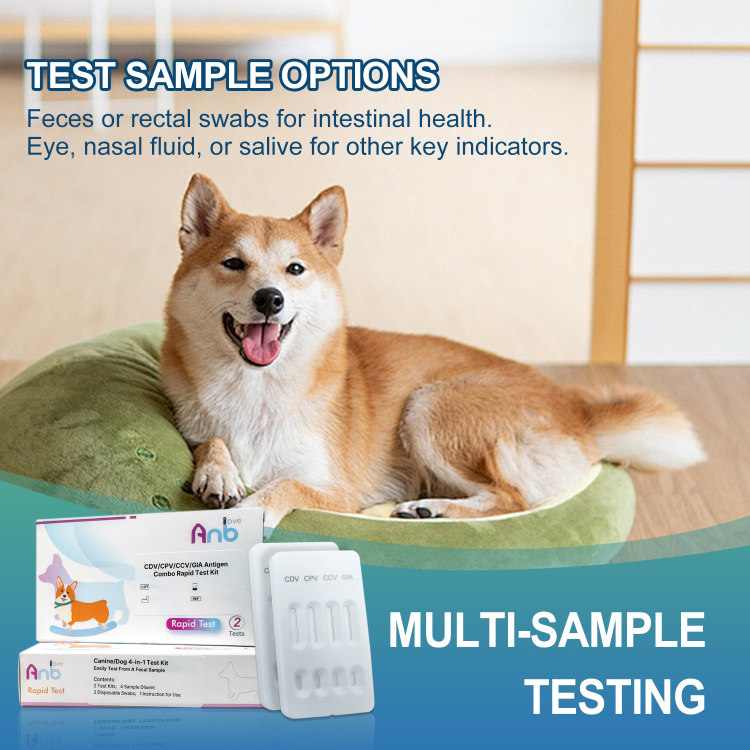 2pcs Canine/Dog 4-in-1 CDV/CPV/CCV/GIA Test Kit Health Pet Rapid test Home Test
