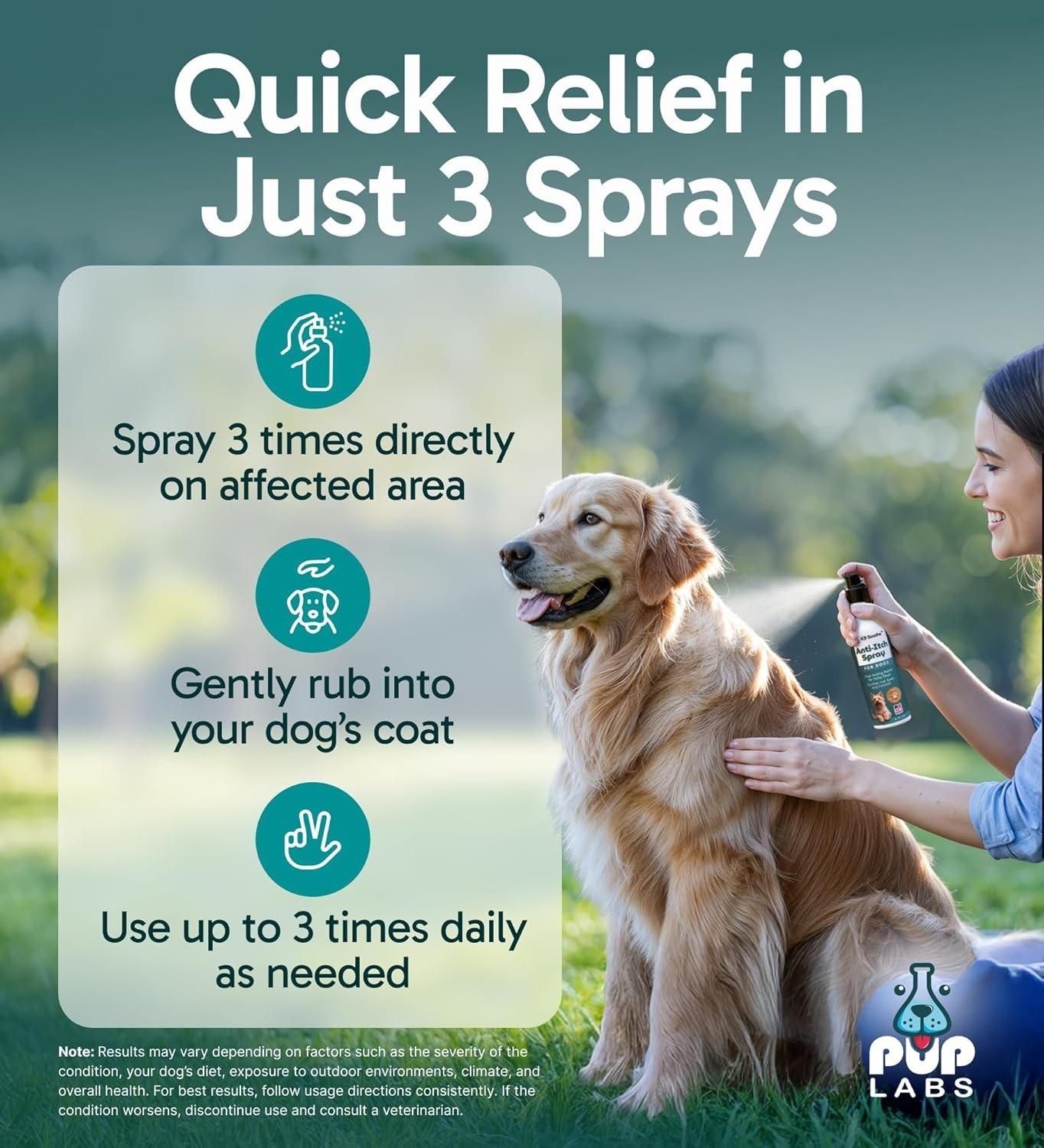 Pup Labs K9 Soothe anti Itch Spray for Dogs with Aloe, Rose, & Coconut, 4 FL OZ