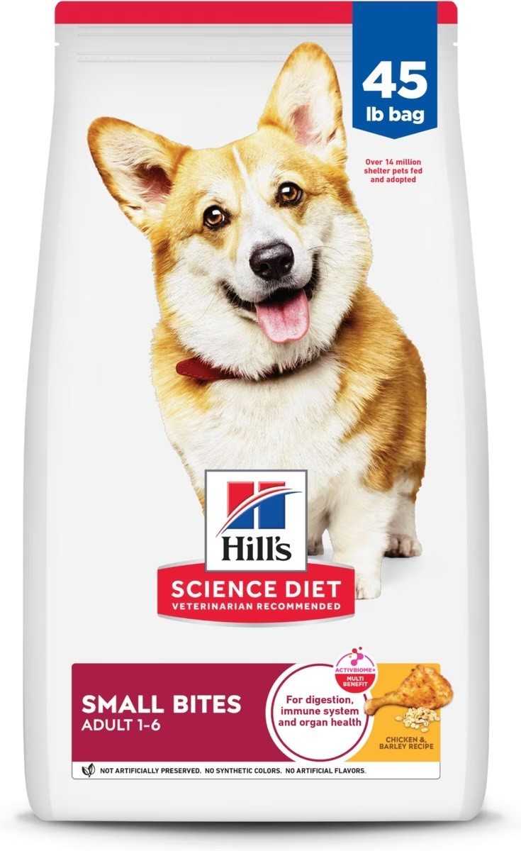 Hill’s Science Diet Adult Small Bites Chicken & Barley Recipe Dry Dog Food, 45lb
