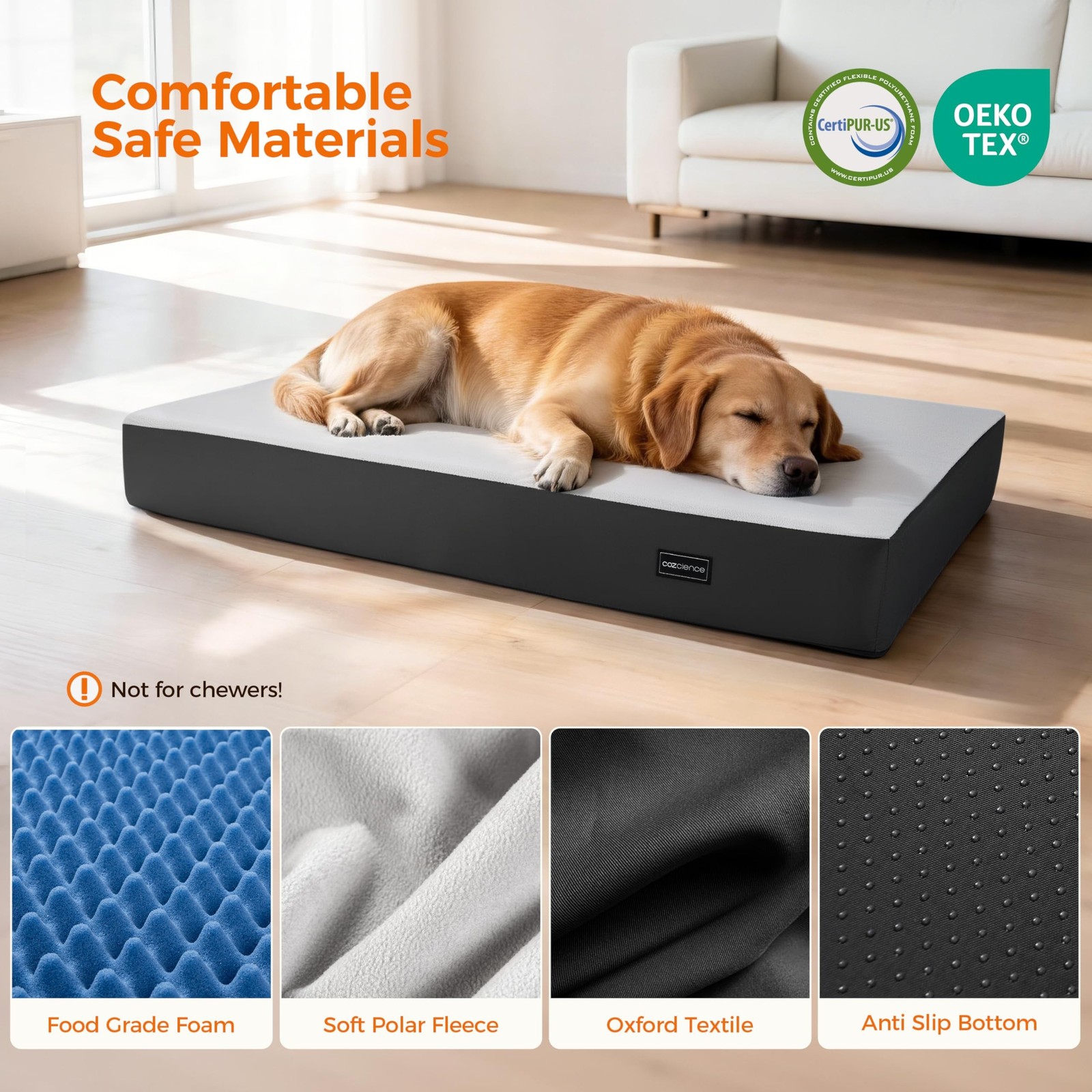 5 Inch Thick Orthopedic Dog Bed for Medium & Large Dogs, High Density Egg Cra…