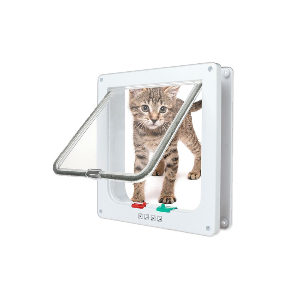 S/M/L/XL Pet Flap Door Frame Dog Cat Magnetic Lock Square Gate 4 Ways Lockable