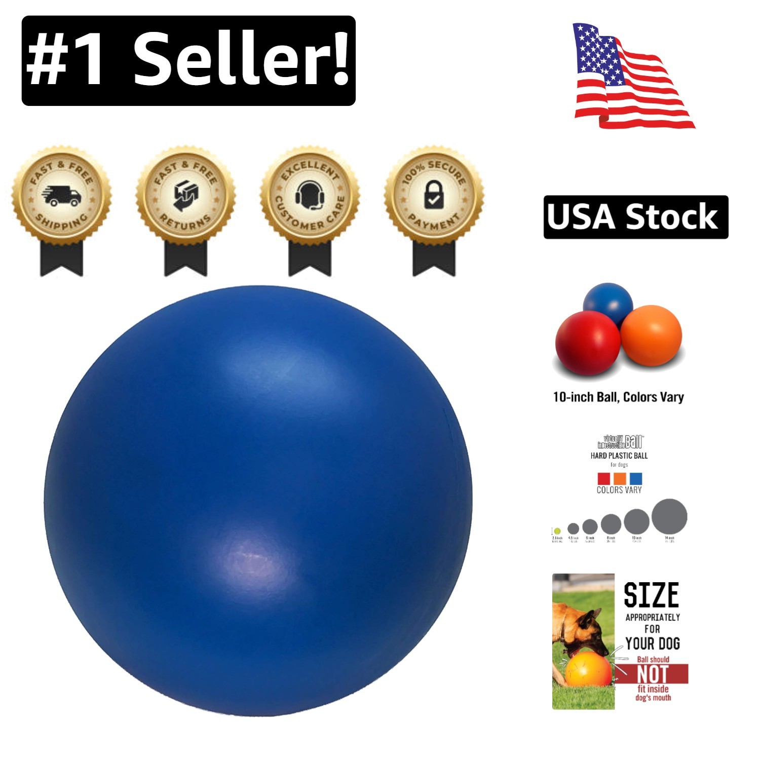 Lightweight 10-Inch Dog Toy Ball – Indestructible, Ideal for Large Dogs Outdoors