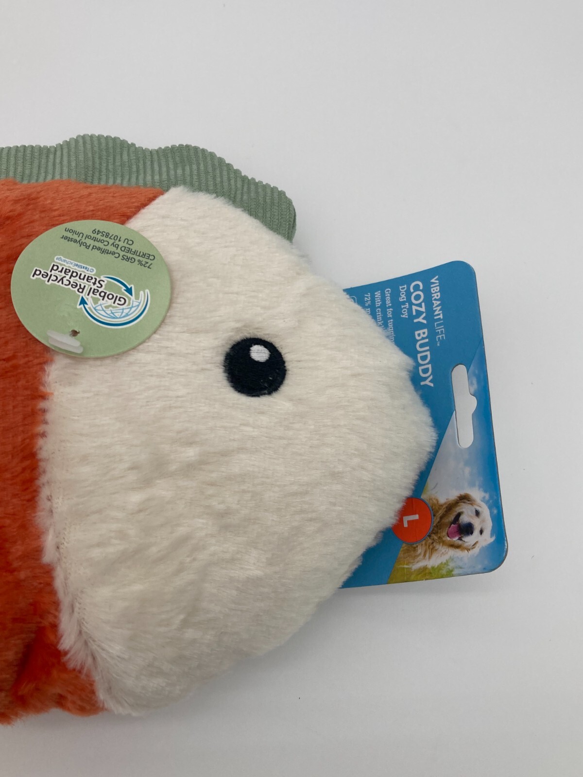 Vibrant Life Cozy Buddy Gold Fish Dog Toy – SQUEAK CRINKLE – 15″ LARGE