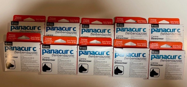 Set of 10 Panacur C 4gram Canine 40lbs Dewormer Treatment (30 packets) Exp:2027