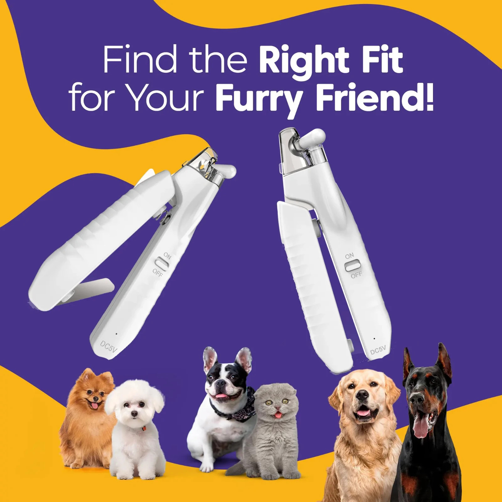 3in1 Dog Nail Clippers Grinder w/ LED Light Electric Pet Claw File for Pets Dogs