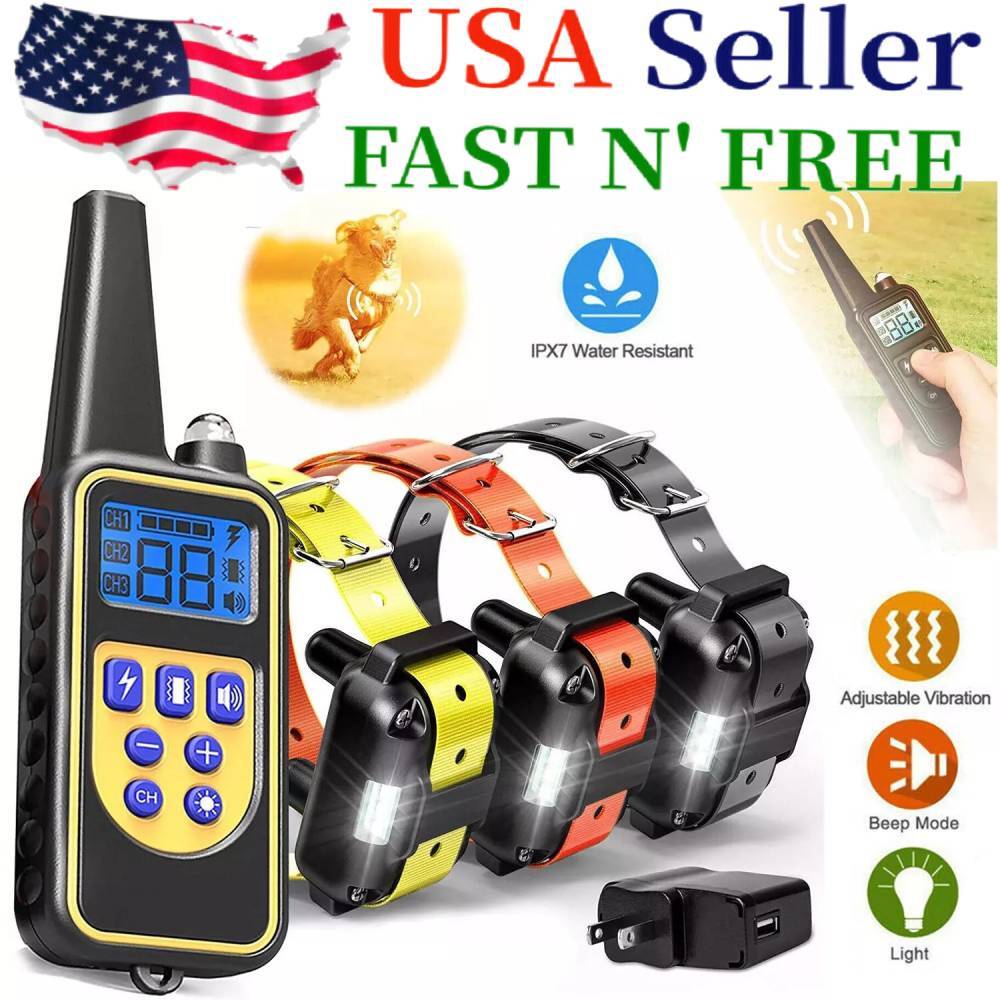 2750 FT Dog Training US Collar Rechargeable Remote Shock PET Waterproof Trainer