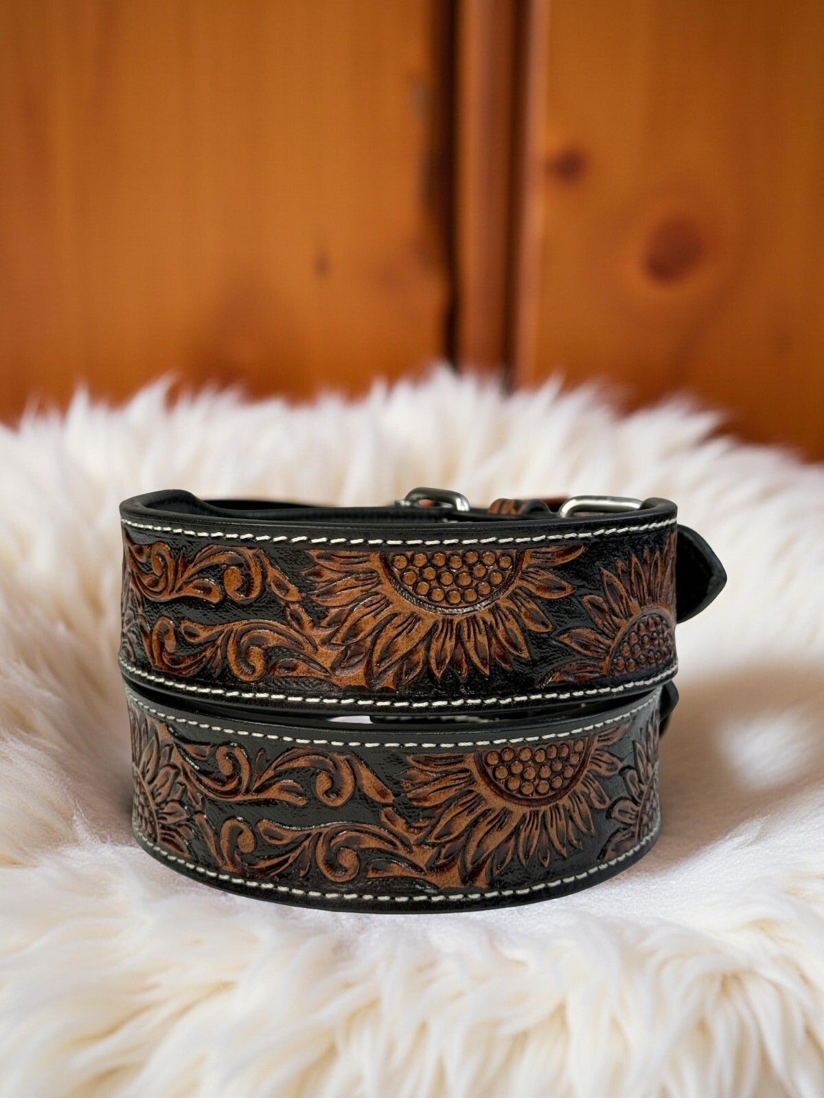 Western Leather Handmade Pet Dog Collar Heavy Duty Hand Tooled Adjustable