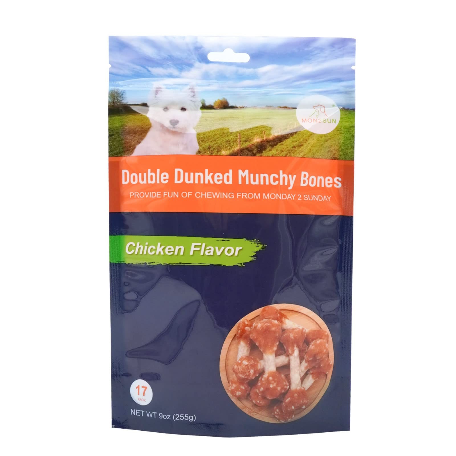 MON2SUN Dog Treats, 9oz Mini Rawhide Chews, Chicken 9 Ounce (Pack of 1)