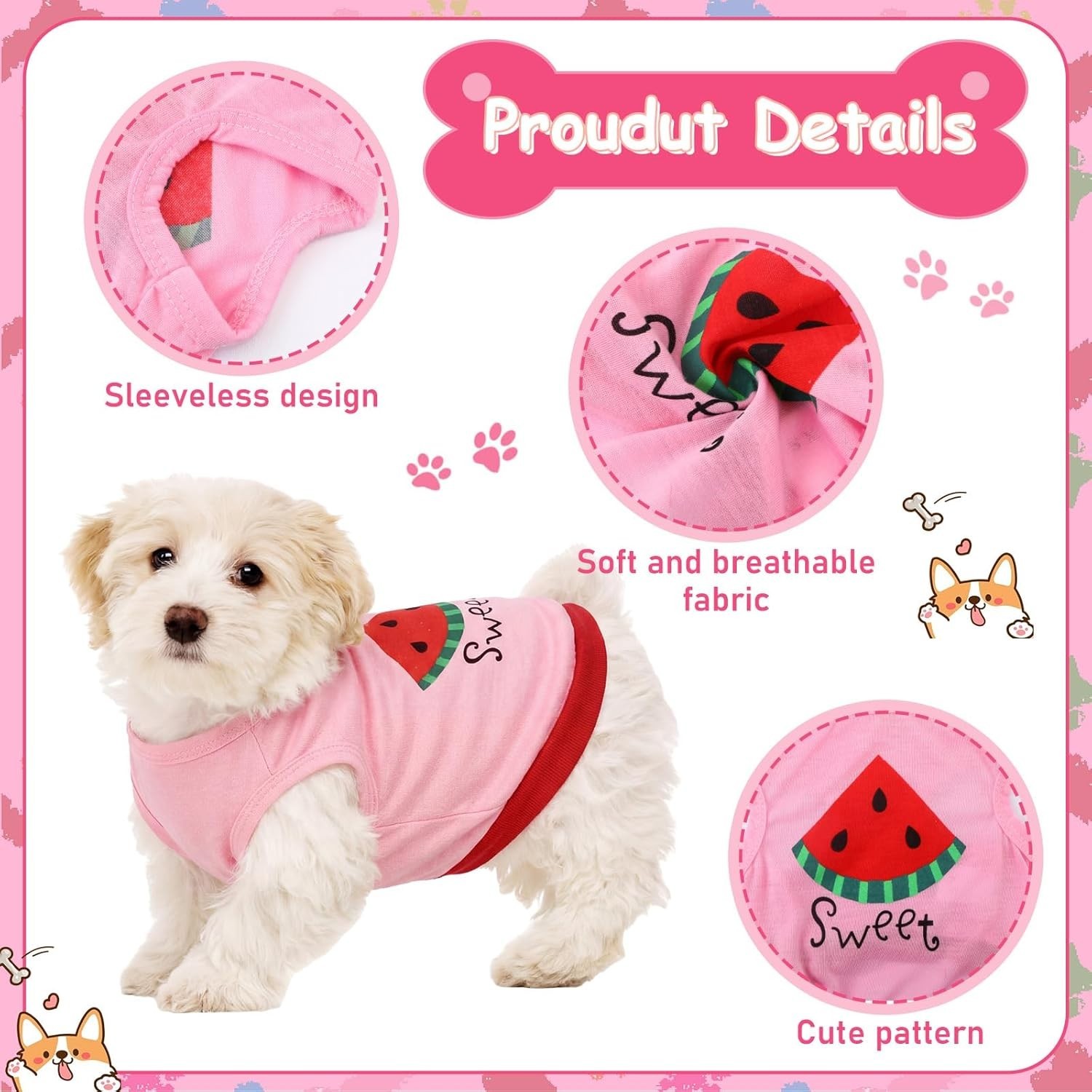 6 Pieces Small Puppy Shirts for Boy Dog Clothes Pet Dogs T Shirt Chihuahua Cl…