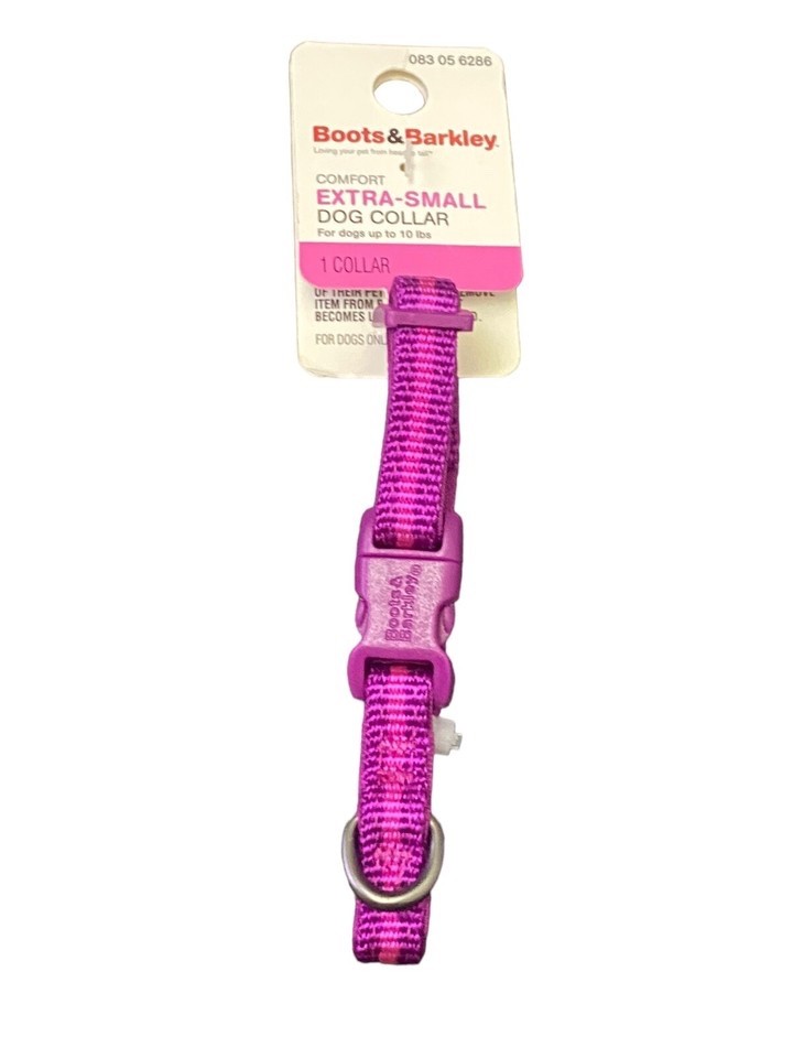 Boots & Barkley xtra-Small Comfort Dog Collar Purple 6-9” Adjustable Up To 10 Lb