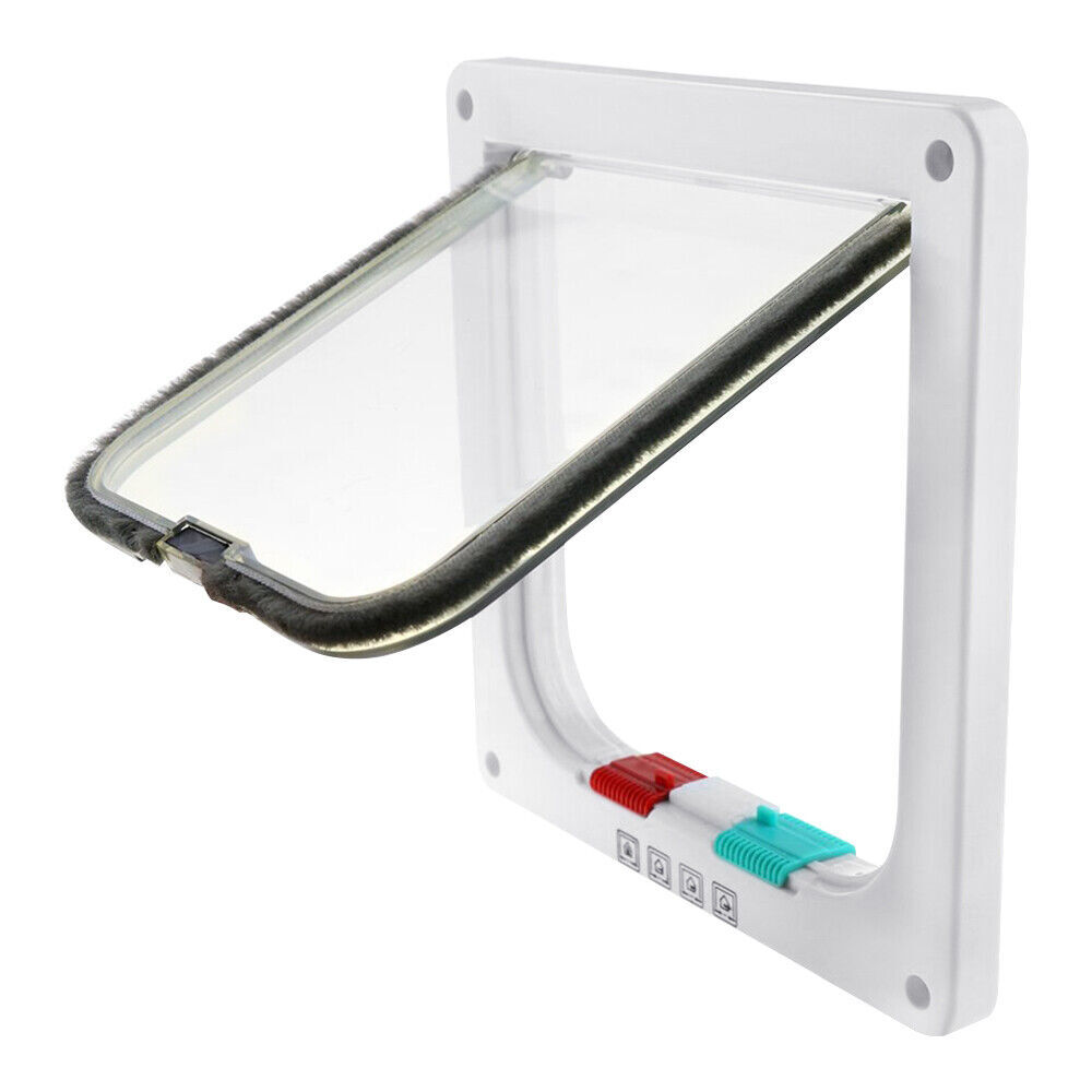 S/M/L/XL Pet Flap Door Frame Dog Cat Magnetic Lock Square Gate 4 Ways Lockable