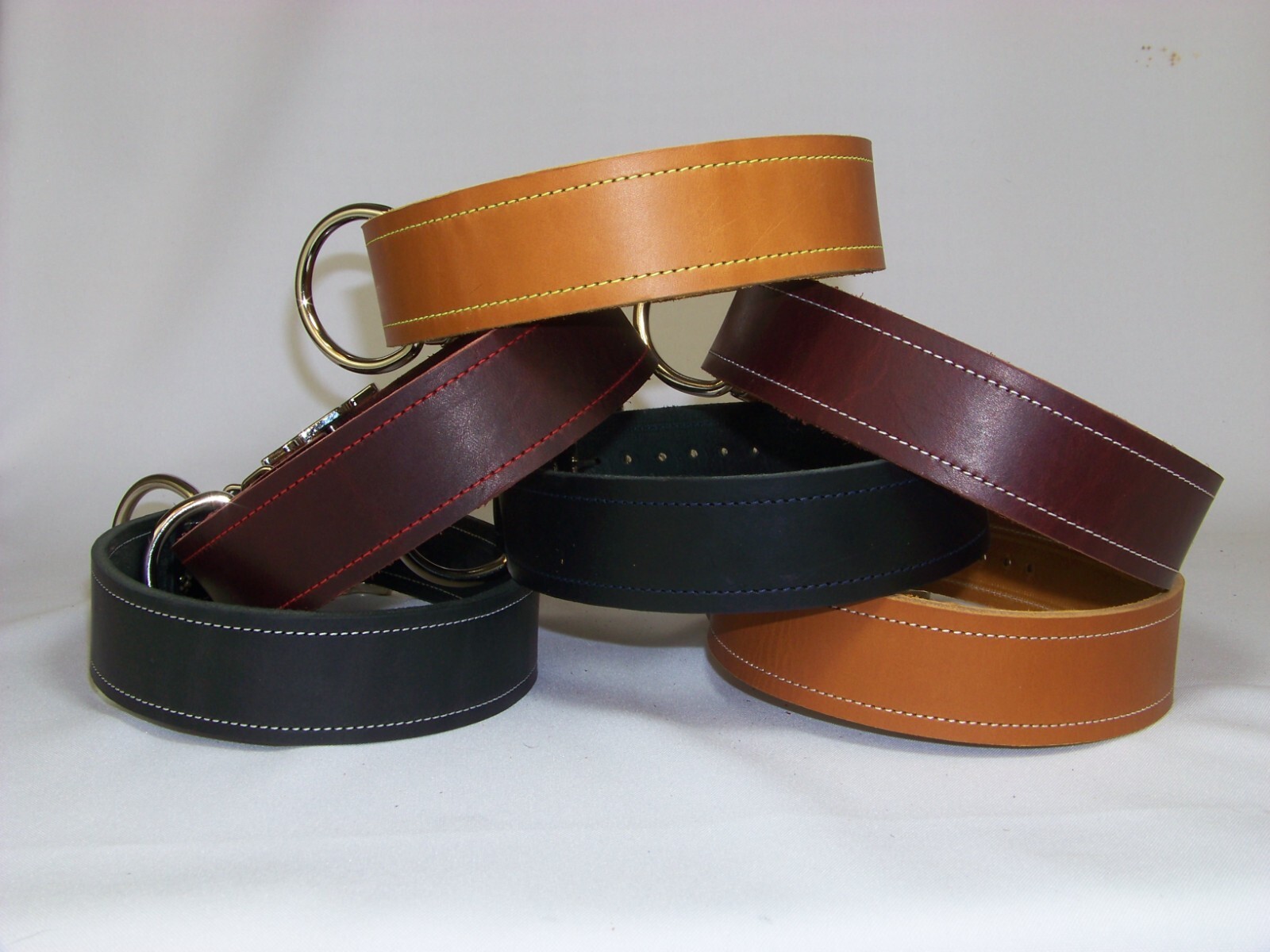 1 – 1/2 Inch-Wide Top Quality Leather Dog Collar W/ Stitching Made in USA