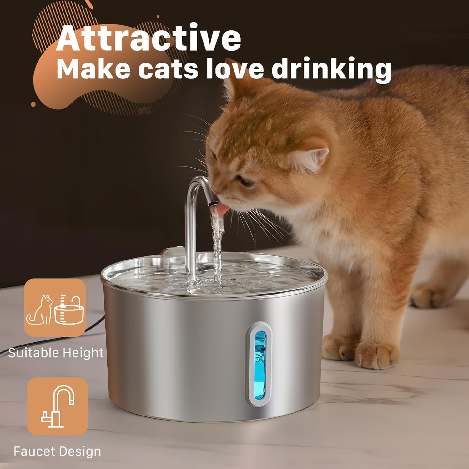 Cat Water Fountain Stainless Steel: Cat Fountain for Drinking – Automatic Pet Wa