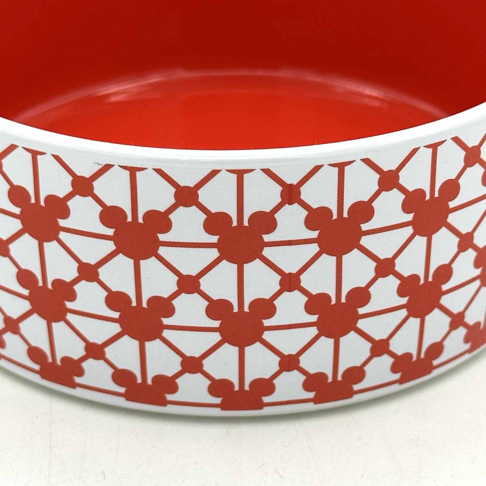 New Disney Chewy Mickey Mouse Red White Ceramic Dog Bowl Non Slip 4.75 X 2 Inch
