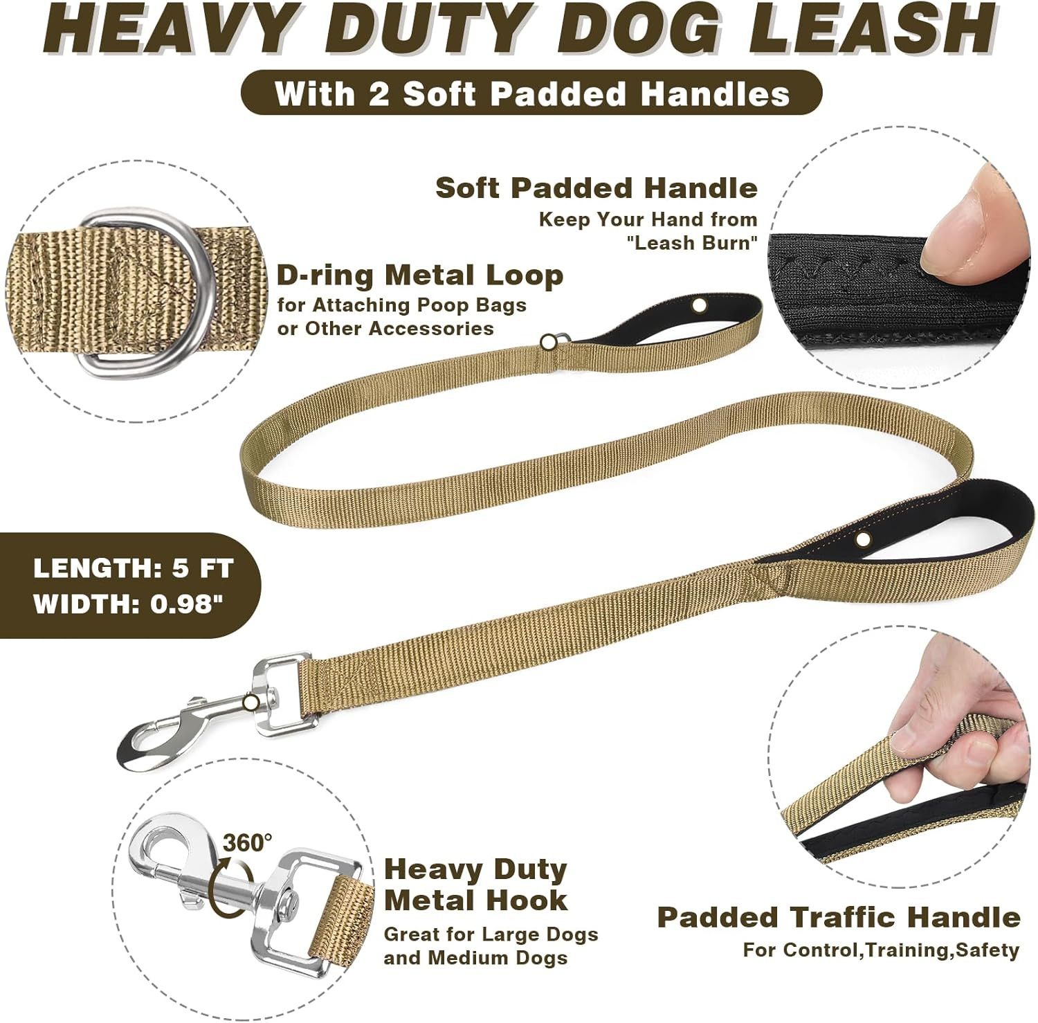 Service Dog Vest and Leash Set,Heavy Duty Tactical Dog Harness with Metal Buckle
