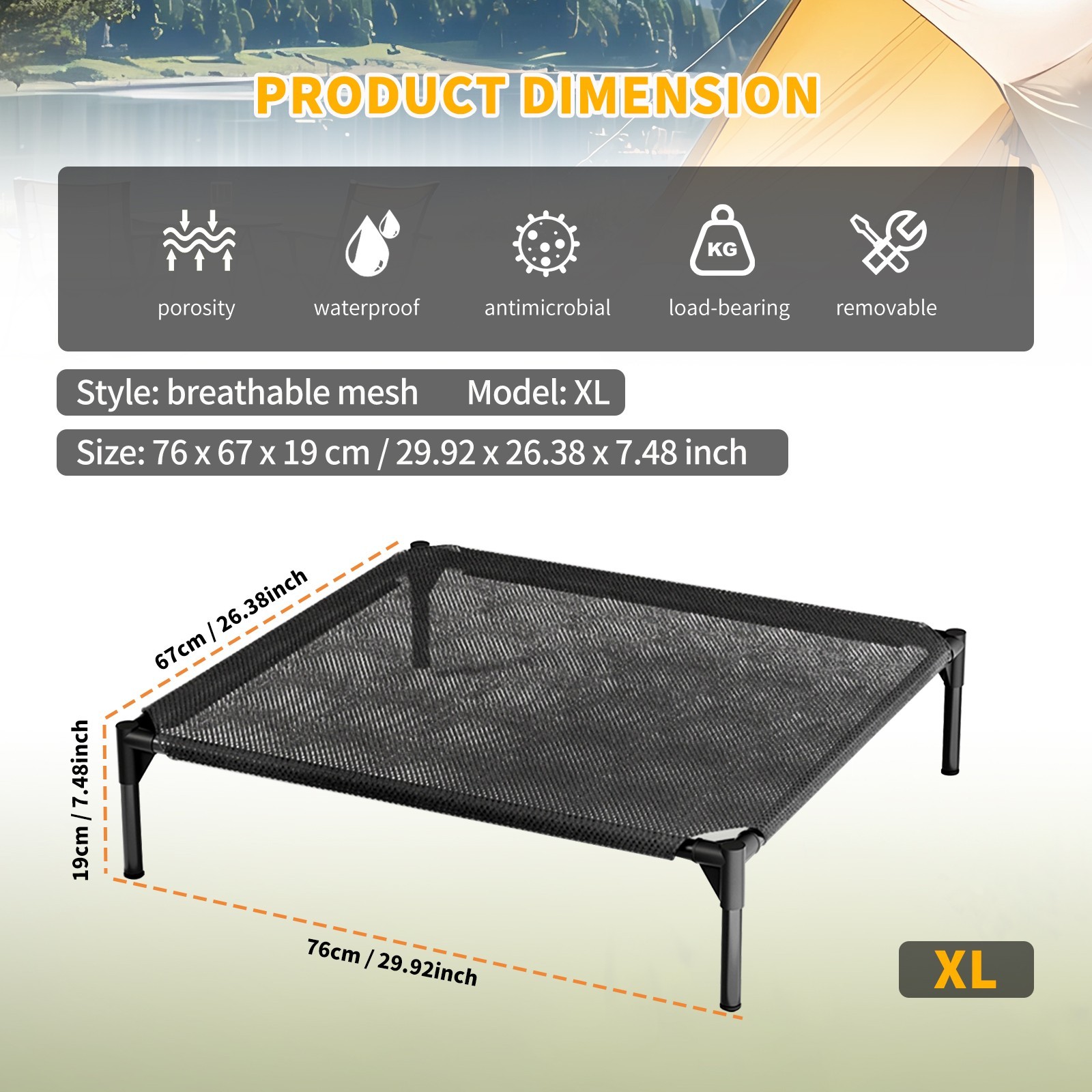 Elevated Dog Bed Pet cot for Large Dog Portable Raised Dog Cot Indoor and Outd