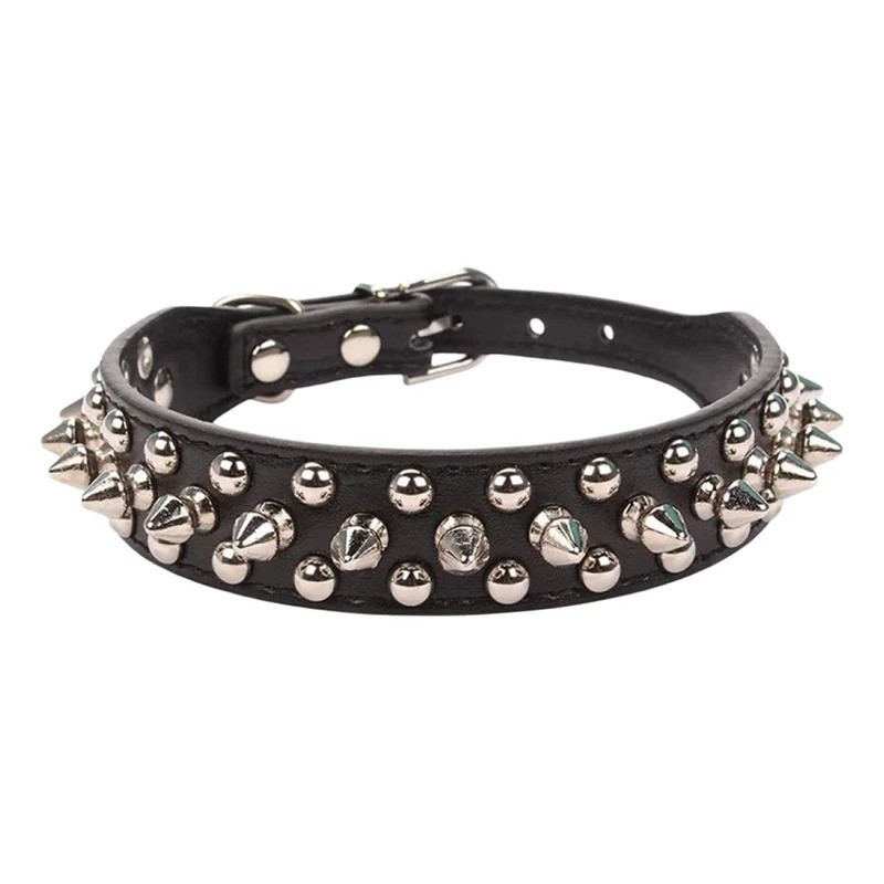 Spiked Studded Dog Collar Rivet Adjustable PU Leather Pet XS S M L XL 8 Color