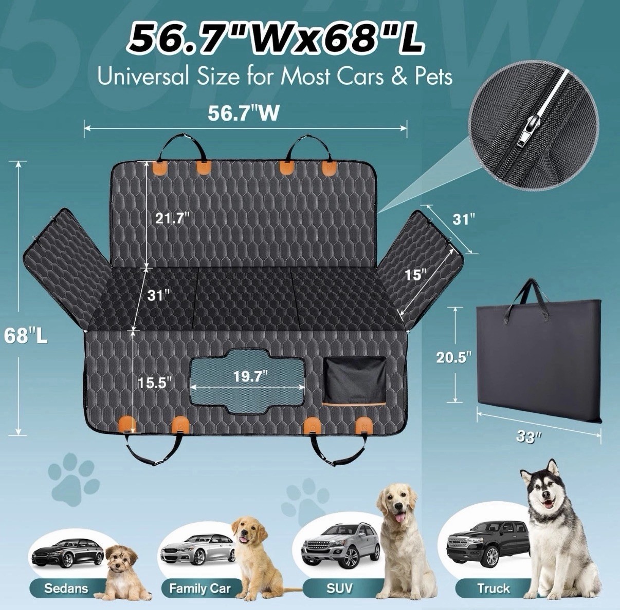 Chumajor XL Back Seat Extender for Dogs-Supports 400lb,Waterproof Dog Car Sea…