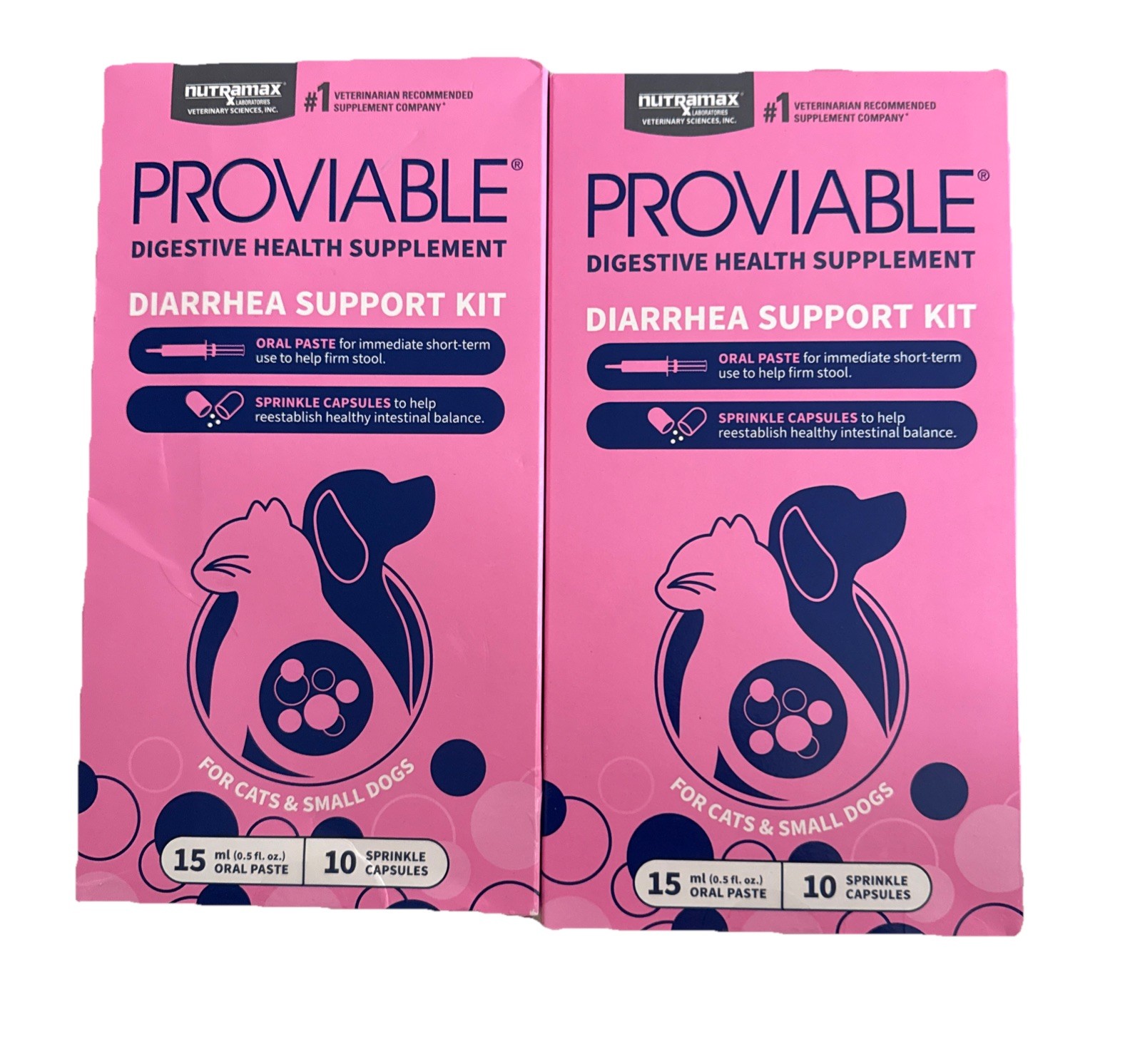 2 PROVIABLE CAT DOG DIGESTIVE SUPPLEMENT DIARRHEA SUPPORT KIT 10 CAPS 15mL PASTE