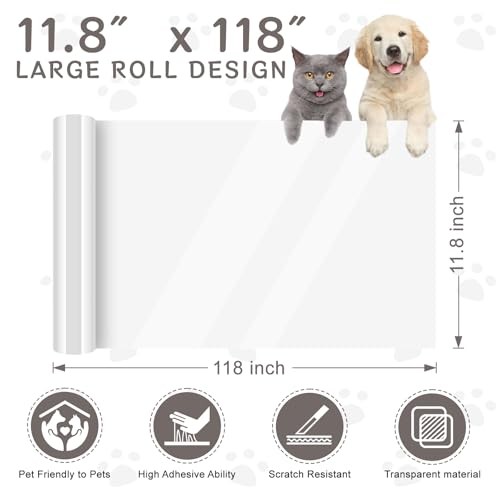 Door Protector from Cat Scratching, Clear Anti Dog Scratching 118″ x 11.8″