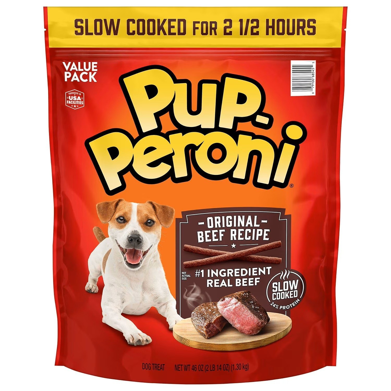 2 PACK Pup-Peroni Dog Snacks, Original Beef Flavor, (46 oz Each) Free Shipping