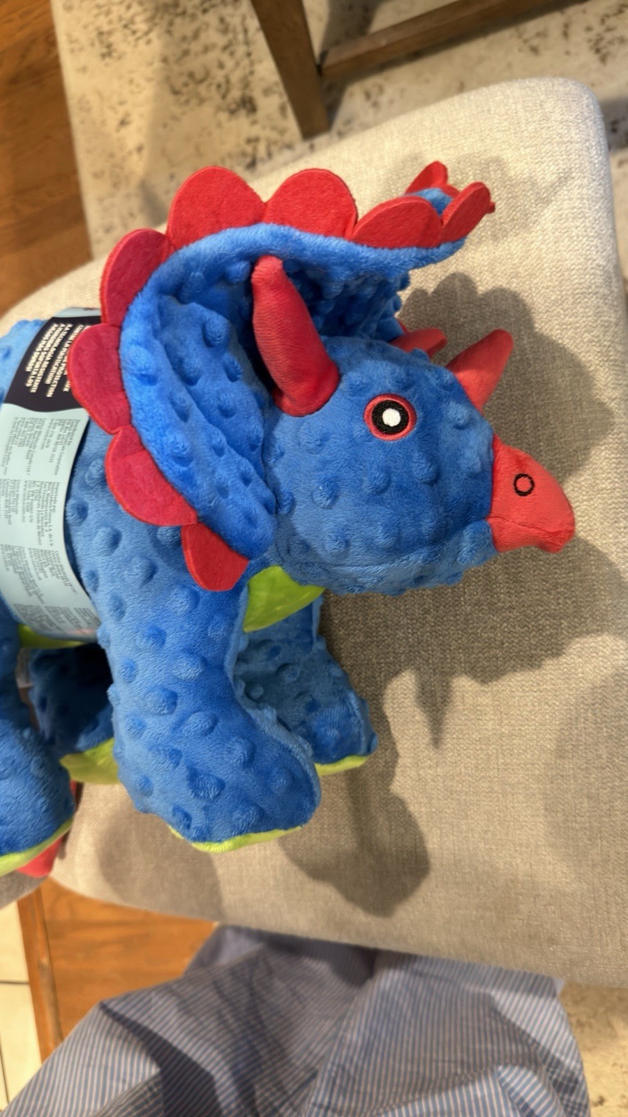Go Dog Toy Triceratops Dinosaur with Chew Guard Technology blue dog toy New