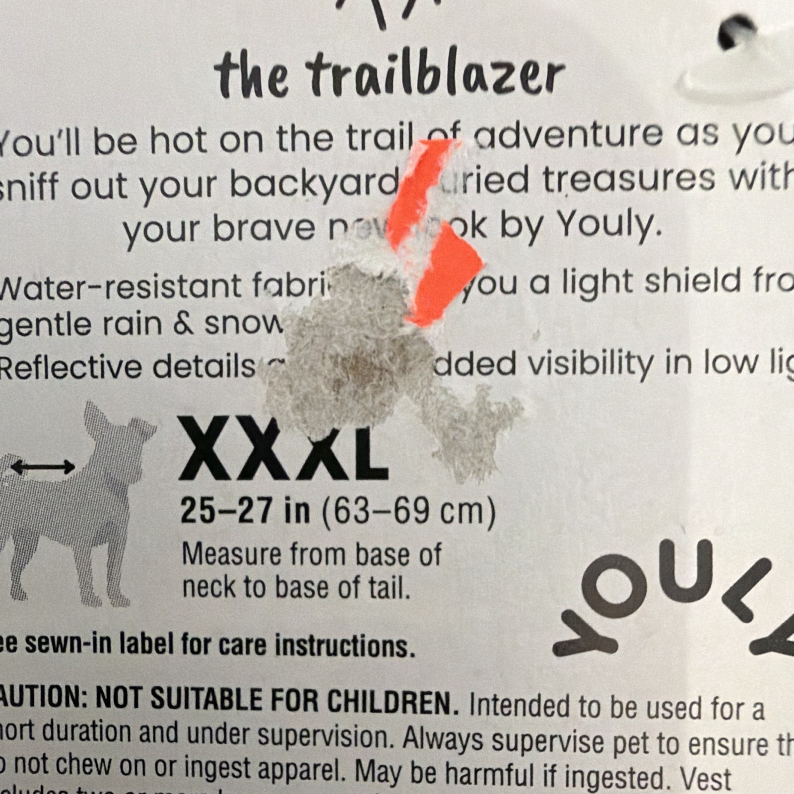 Youly Trailblazer Reflective Water-Resistant Dog Coat, XXXL Silver/Gray
