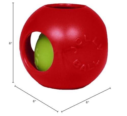 Jolly Pets 6 Inch Medium Teaser Ball Dog Toy for Fetch and Puzzle Fun