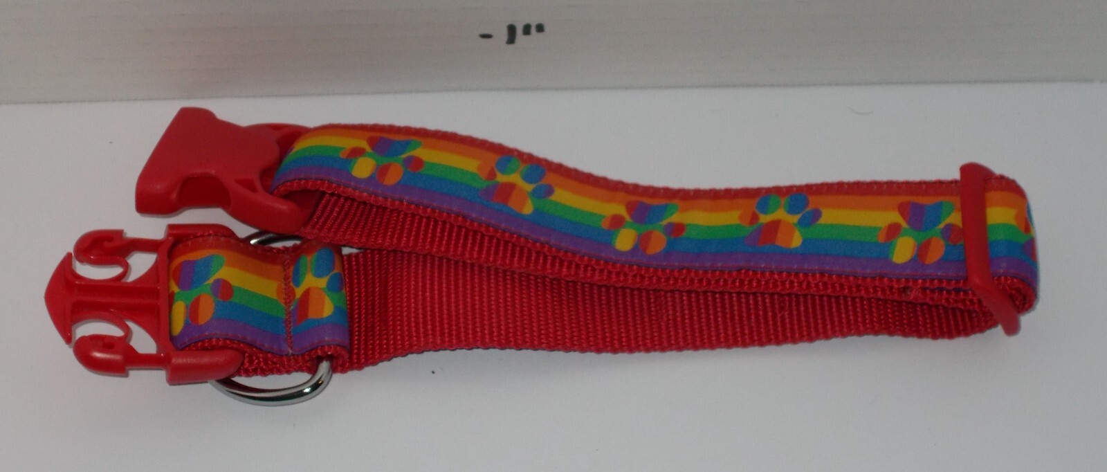 RC Pets 1-1/2 Inch Wide Adjustable Dog Clip Collar Medium Rainbow Paws
