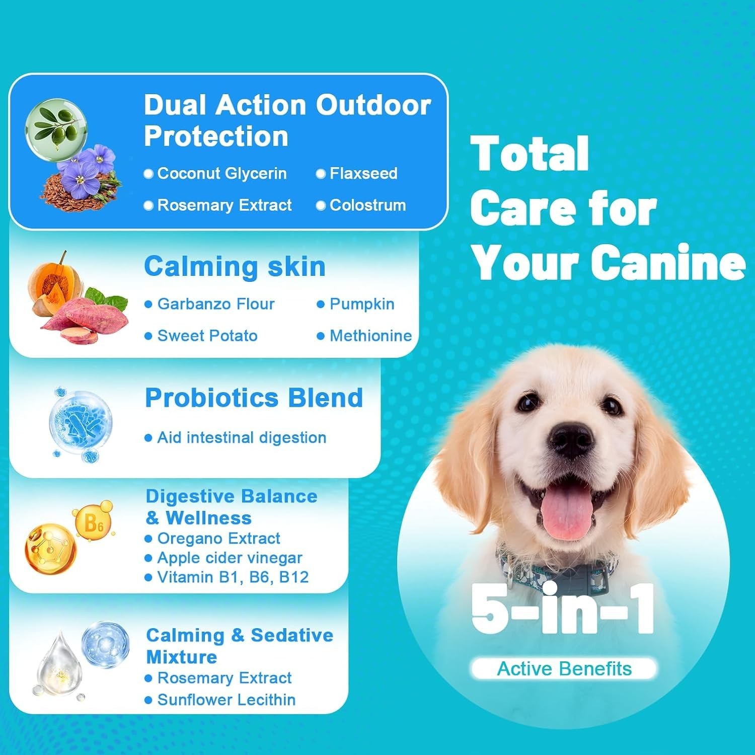 100% Natural Flea and Tick Prevention Chewable Pills for All Dogs, Made In USA