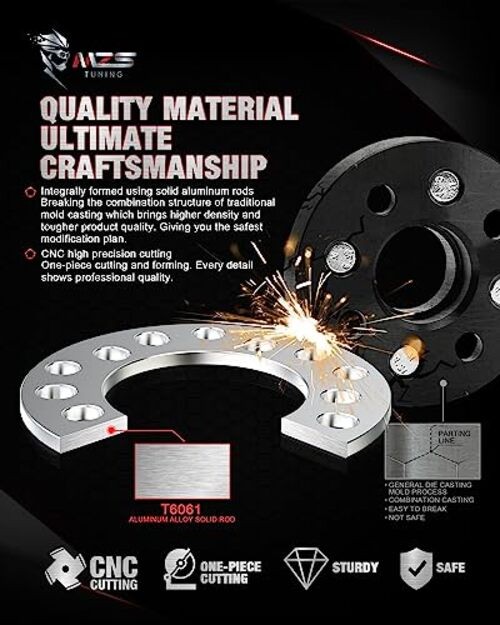 Wheel Spacers, 1/2″ 12mm Thick 5 Lug-M12-98/100/108/110/112/114.3/115-4 Pieces