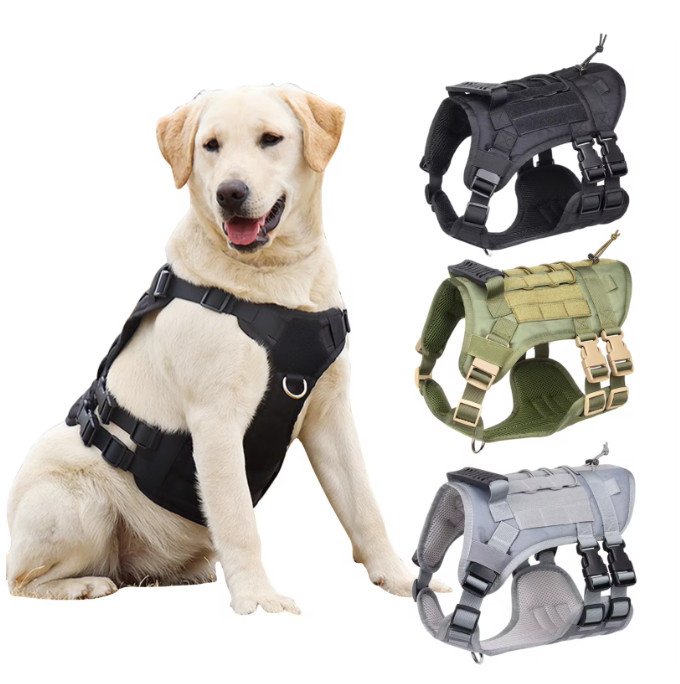 Military Tactical Dog Harness No-pull Heavy Duty MOLLE Training Service Dog Vest