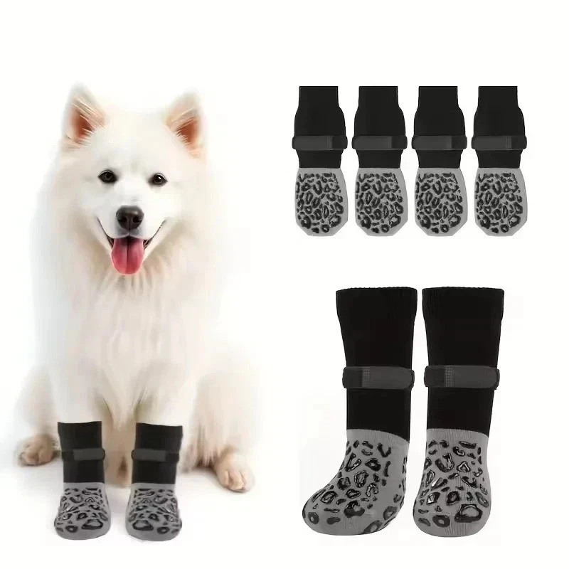 4-Pack Anti-Slip Dog Socks with Strong Grip Paw Protection for Pets