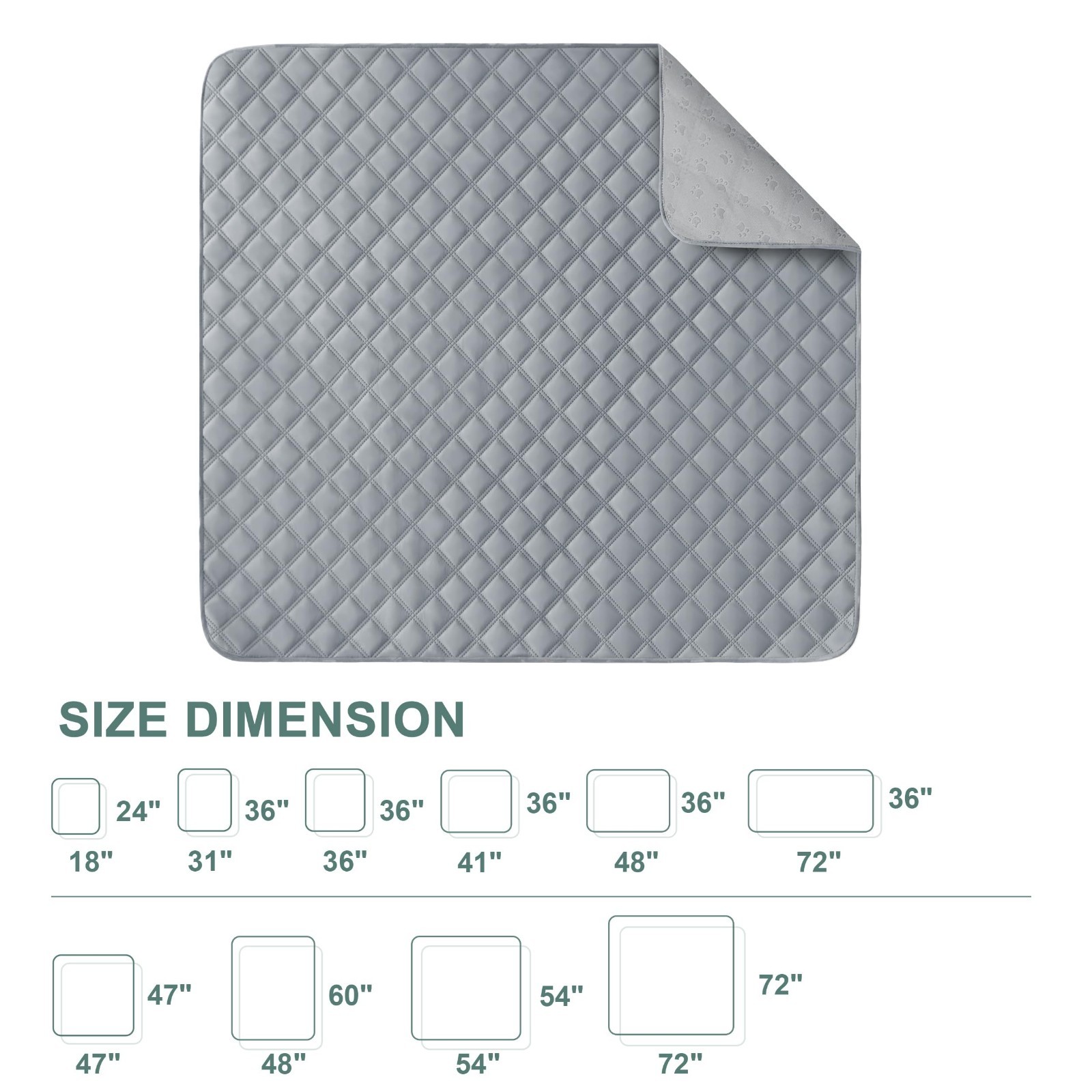 Reusable Washable Pee Pads for Dogs Large/Extra Large 36” X 41” 2 Pack, Absorb