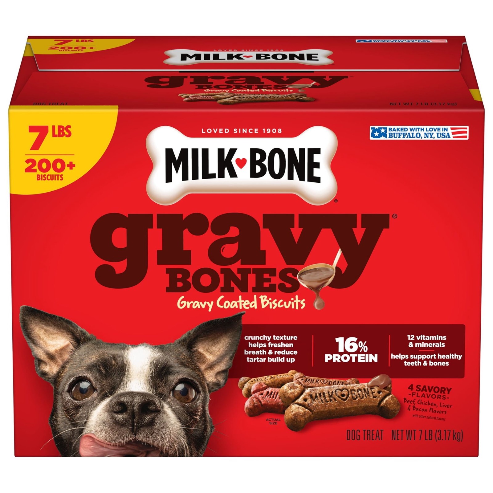 Milk-Bone Gravy Bones Dog Treats with 4 Meat Flavors Coated in Gravy, 7 LBS*