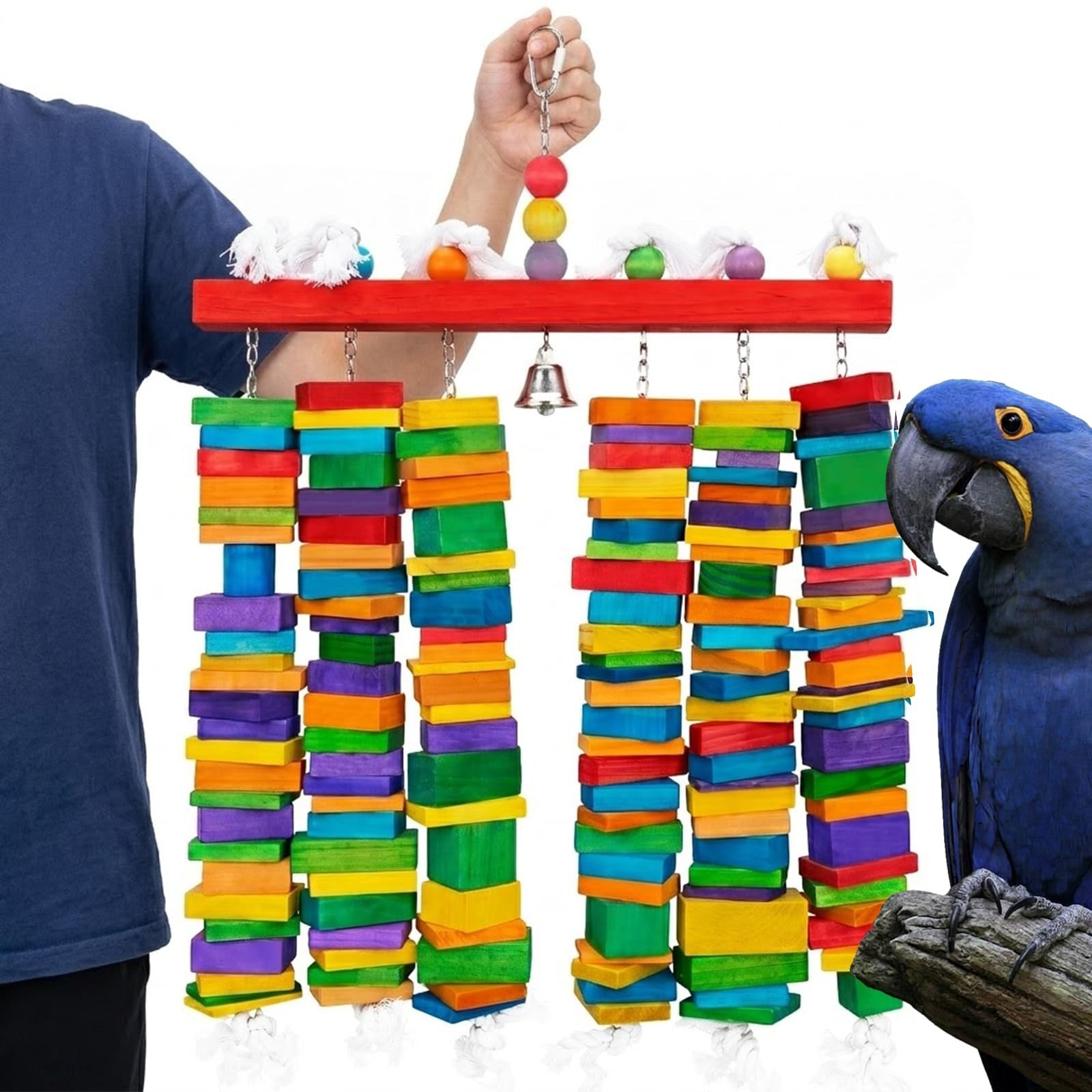 Extra Large 27.5″ Bird Chew Toy for Macaws & African Grey Parrots – Safe Wooden