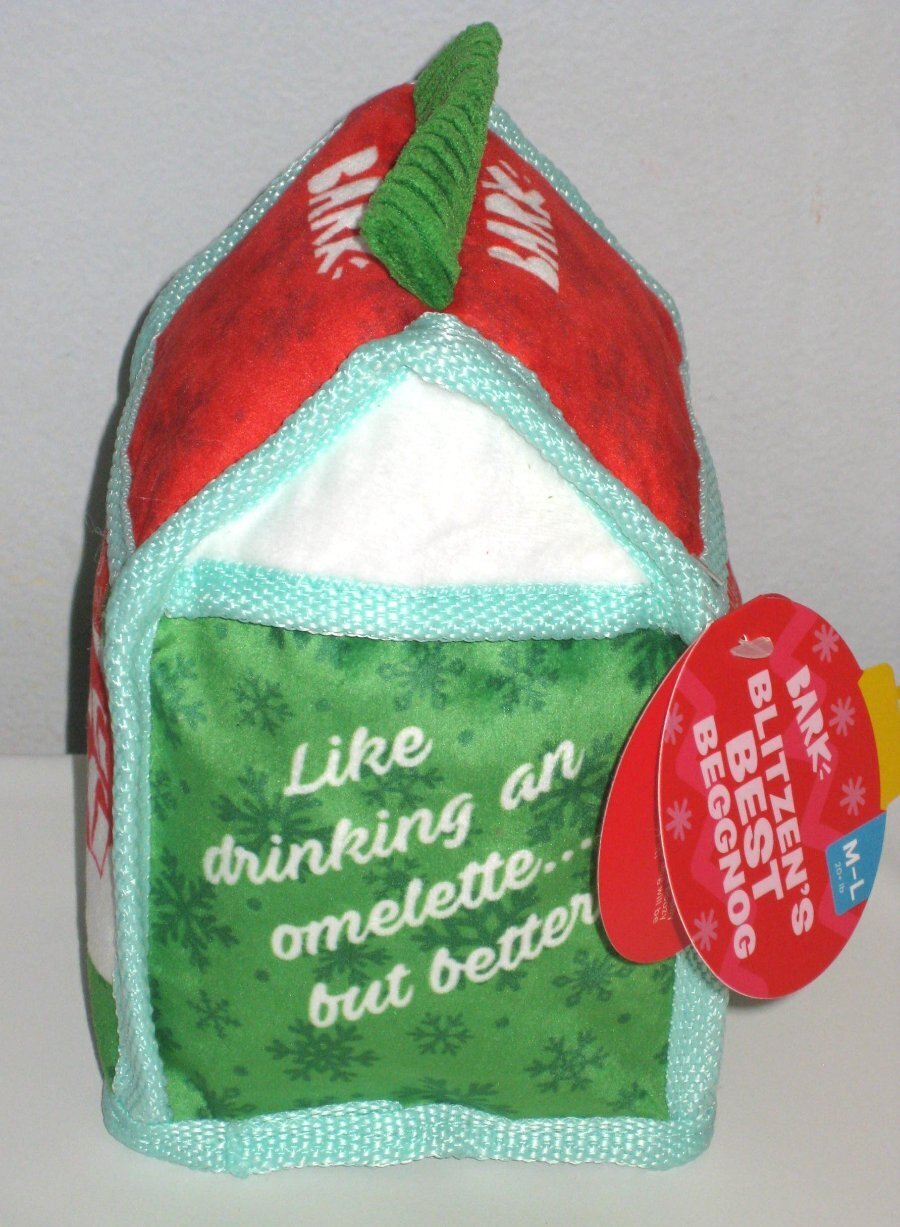 Bark Box Dog Holiday Toy BLITZEN’S BEST BEGGNOG Plush Eggnog Carton M L 20+