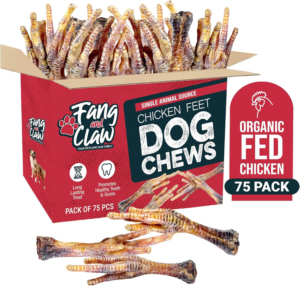 Natural Chicken Feet for Dogs Treats 75 Count Pack Single Ingredient All Natural