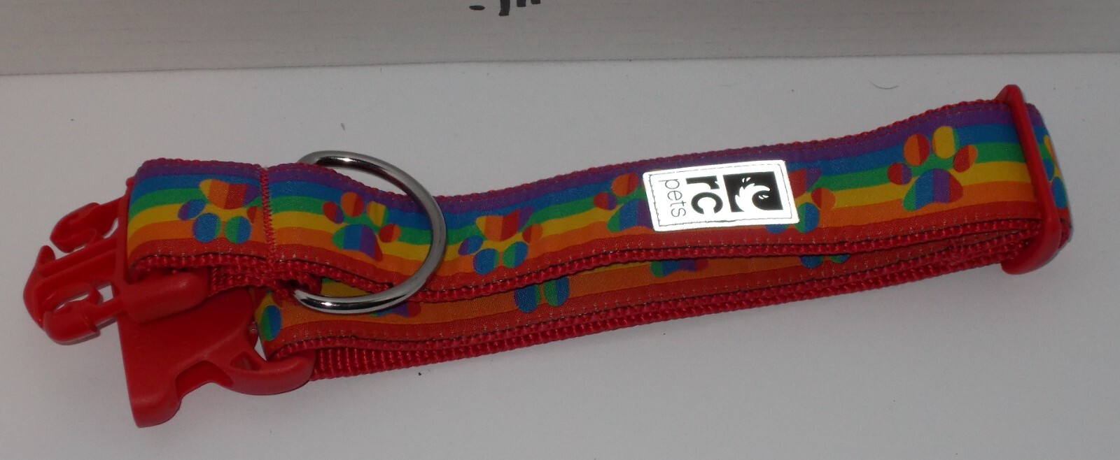 RC Pets 1-1/2 Inch Wide Adjustable Dog Clip Collar Medium Rainbow Paws