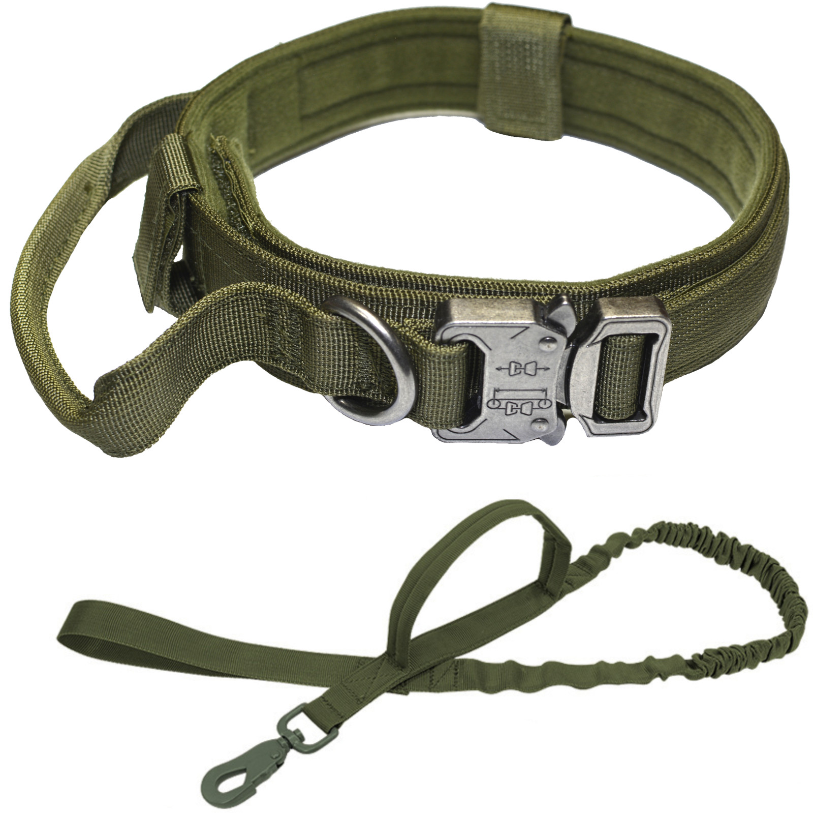 Dog Leash Collar Heavy Duty K9 Tactical Training Pet Metal Buckle Kit Set M L XL