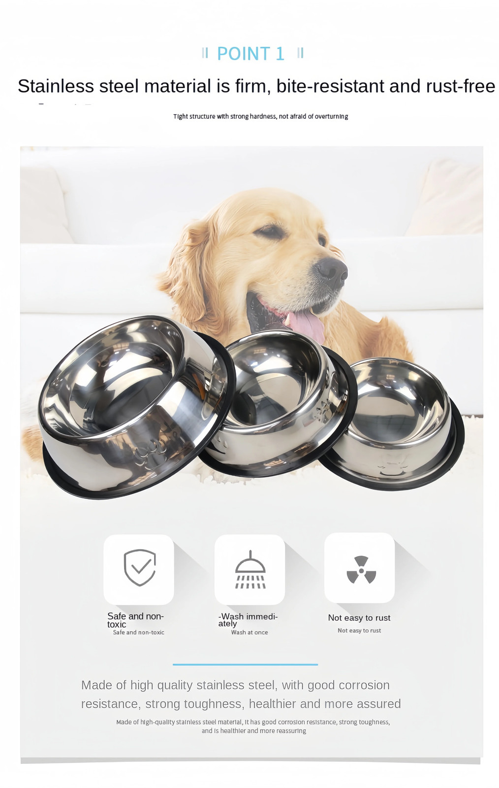 STAINLESS STEEL Standard Pet Dog Puppy Cat Food or Drink Water Bowl Dish