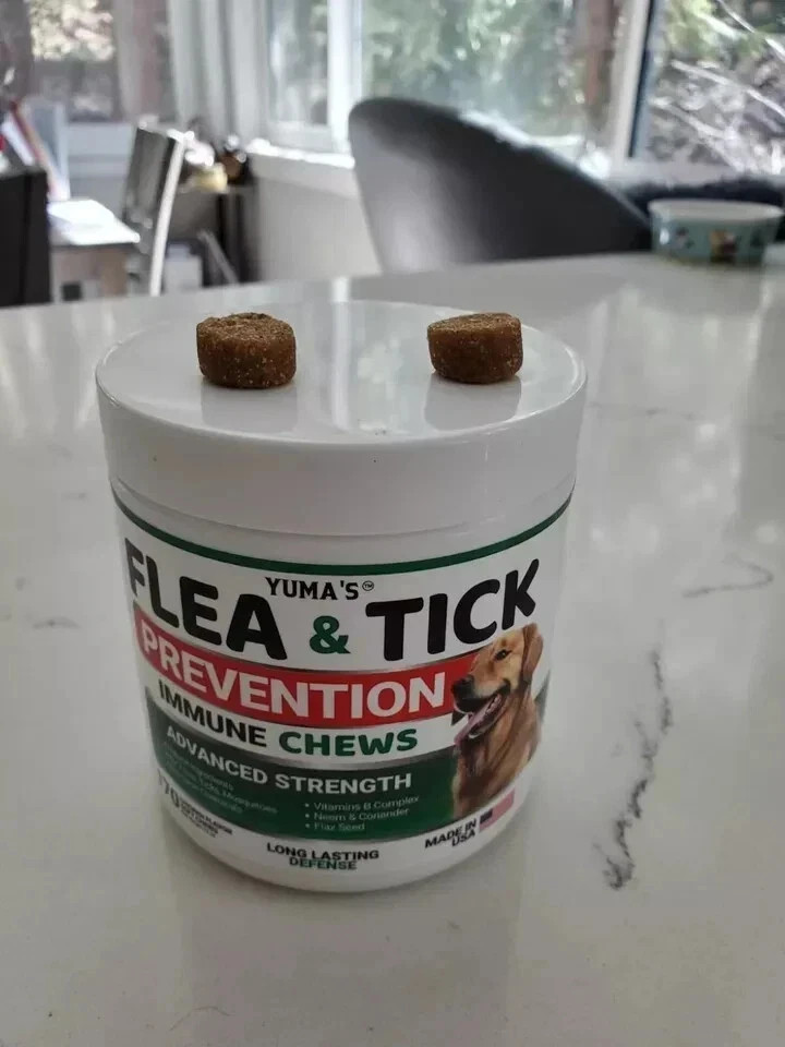 100% Natural Flea and Tick Prevention Chewable Pills for All Dogs, Made In USA ⭐