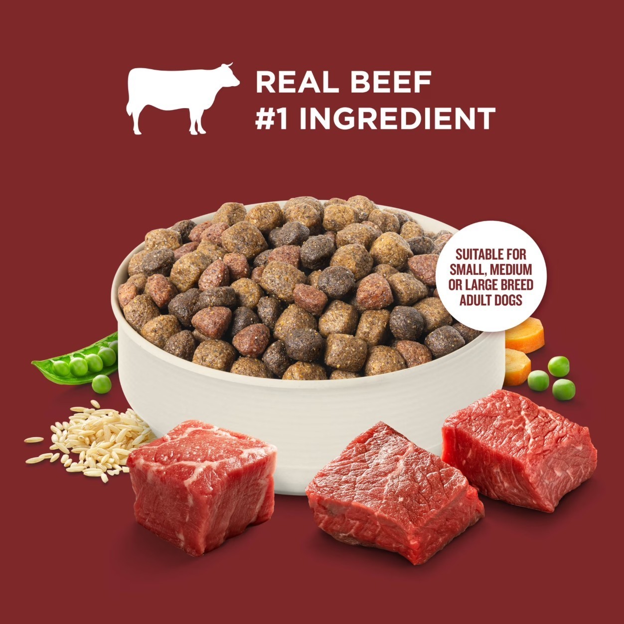 Rachael Ray Nutrish Adult Dry Dog Food Real Beef, Pea & Brown Rice Recipe, 30lb
