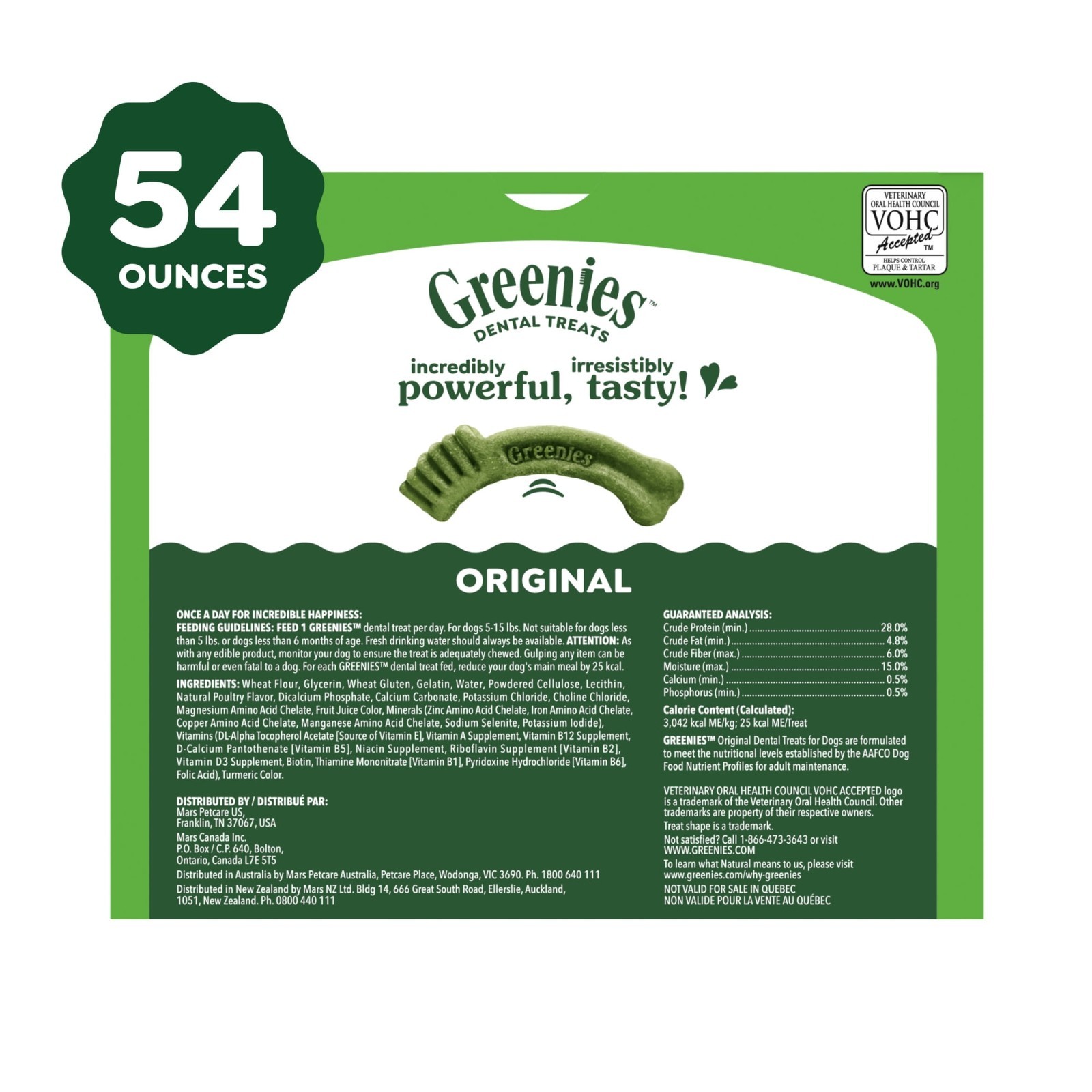 Greenies Original Flavor Adult Natural Dental Dog Treats Teenie Size, 54 oz Pack