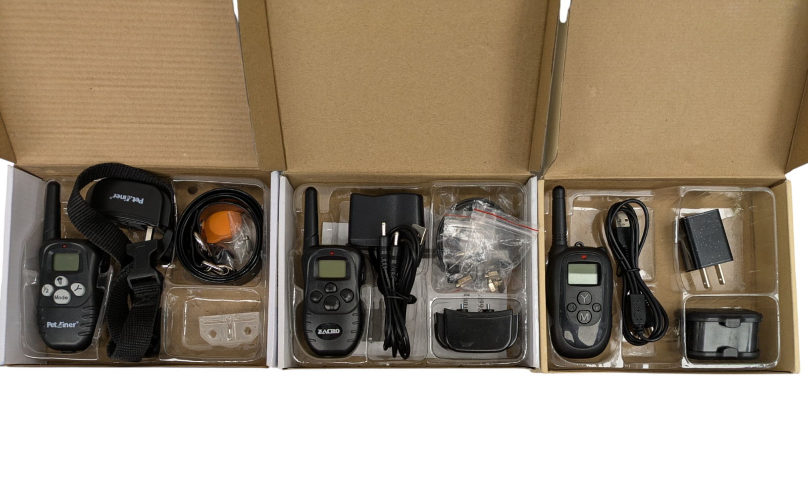 LOT of 3, Dog Training Bark Control Collar with Remote As Shown Read Description