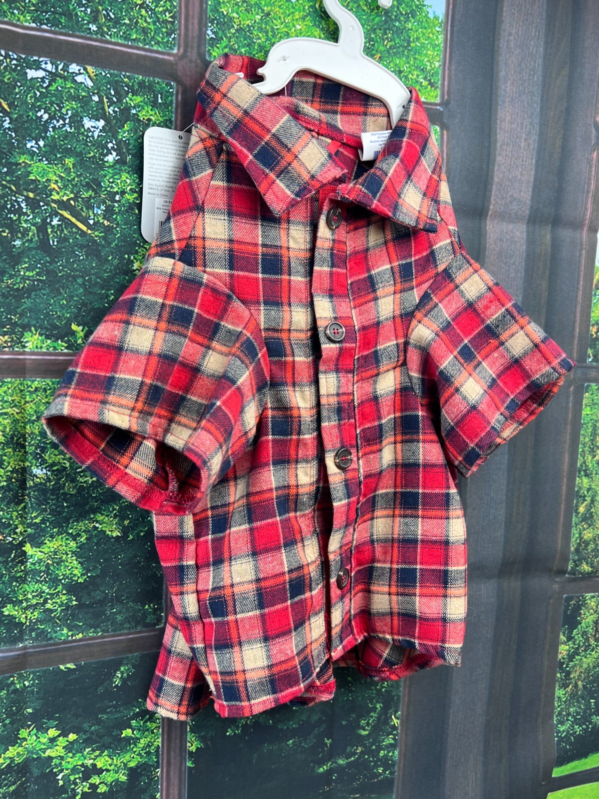 top paw Plaid Woven Shirt size large dog flannel shirt