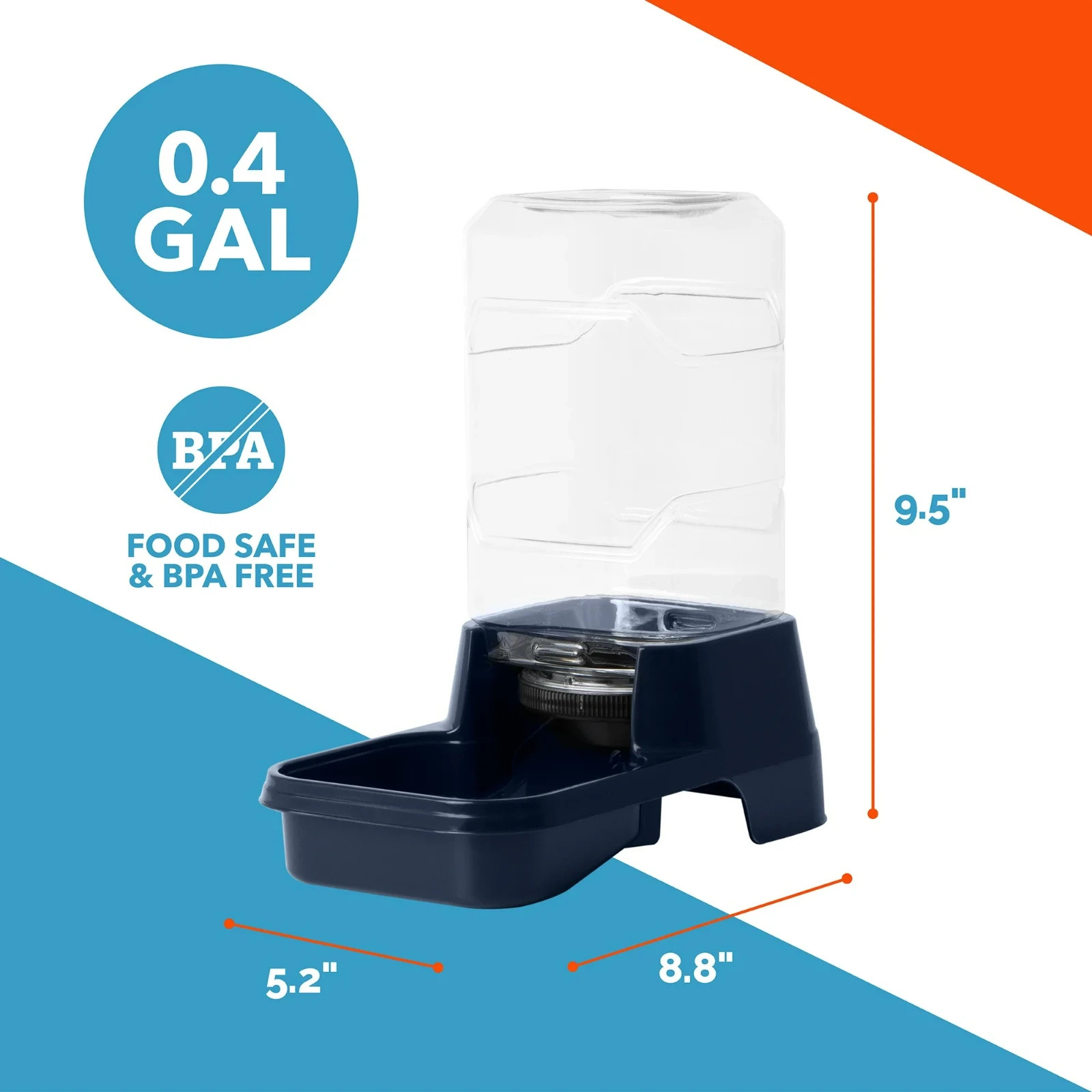 Pet Dog Cat Waterer Automatic Dispenser Drink Water Gravity X-Small Bowl 0.5 Gal