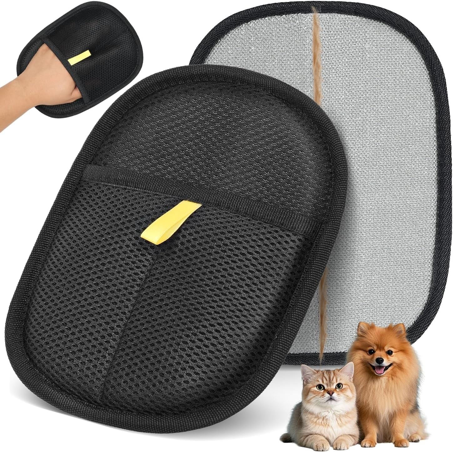 2- Pack Pet Hair Remover Gloves Reusable Dog, Cat Fur Cleaner for Car Sofa Couch