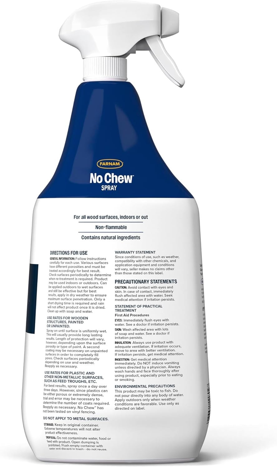 Bitter Tasting No Chew Spray – 32 Oz for Horses – Safe and Effective Protection