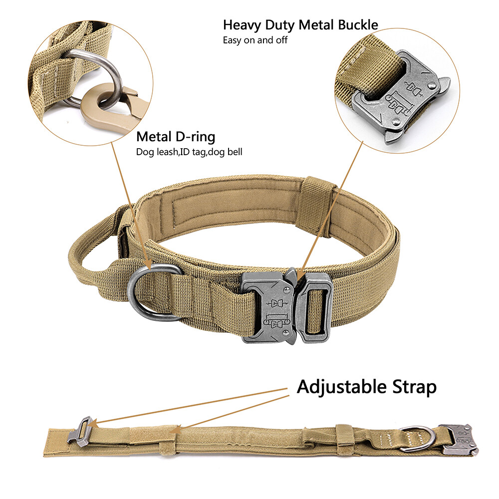 Tactical Dog Collar Military Training With Leash Heavy Duty Metal Buckle M L XL